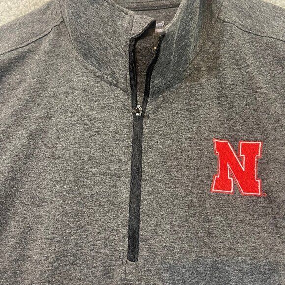 Champion Nebraska Cornhuskers Quarter 1/4 Zip Men’s Small Grey Long Sleeve Shirt - Picture 4 of 10